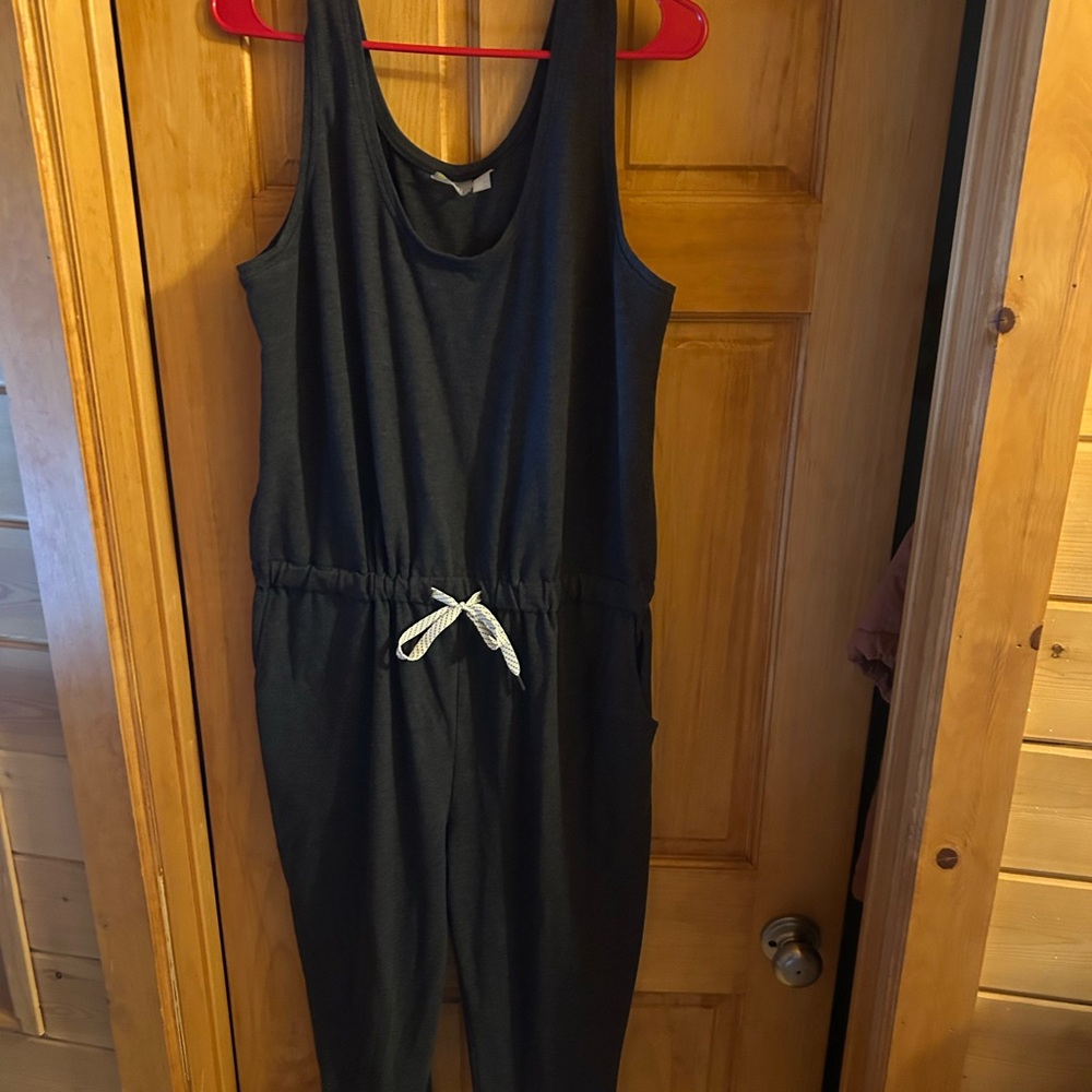 Zella Gray-Black Jumpsuit with cinch waist